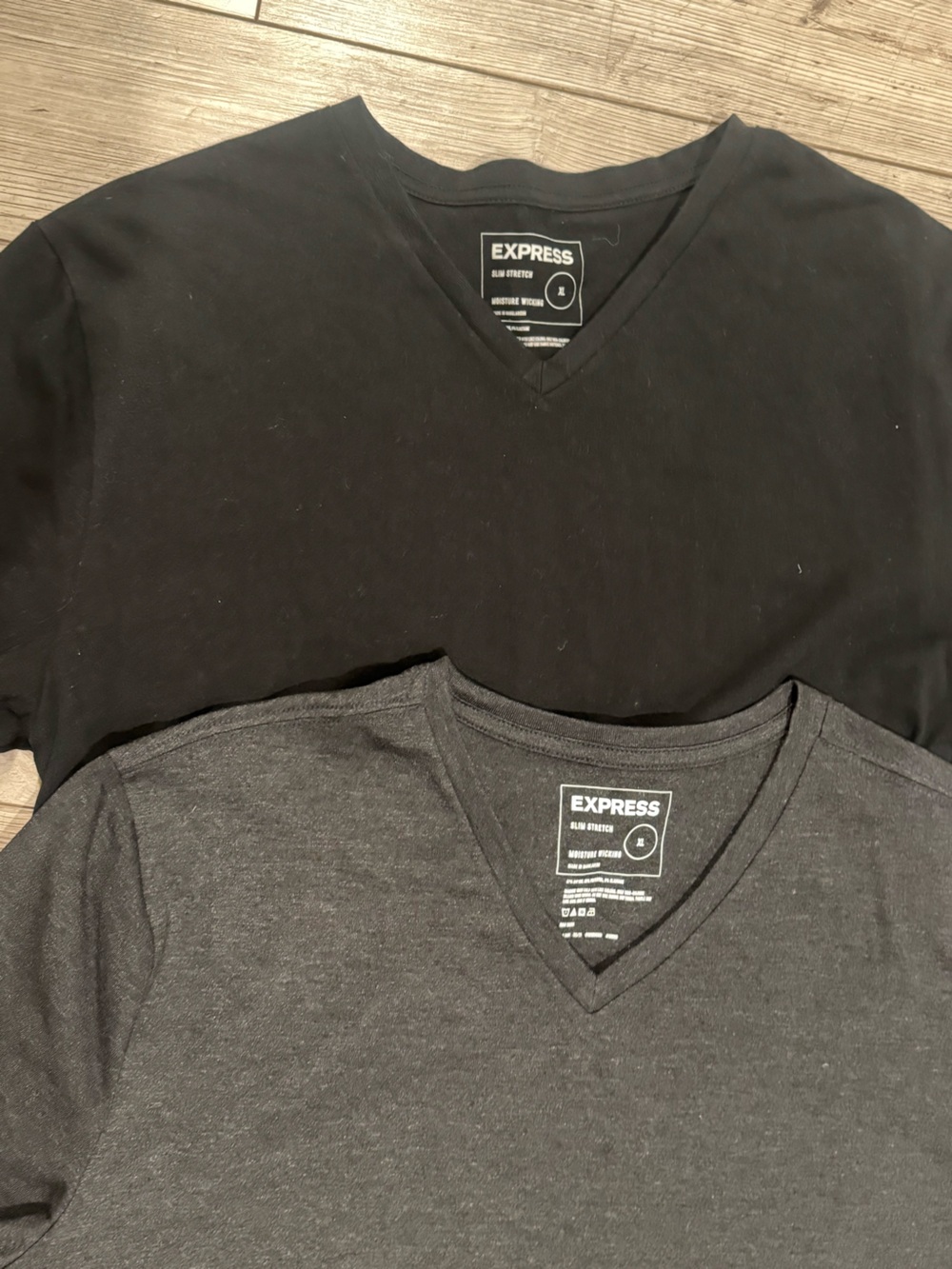 Express Men's V-Neck Tee in Black and Charcoal